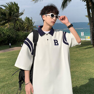 凌登（LingDeng）2024夏季新款外景大碼菠蘿格刺繡POLO衫T恤M-5XL 白色 4XL