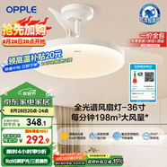 歐普（OPPLE）全光譜36寸風(fēng)扇燈遙控LEDRa98餐廳臥室吊燈冰風(fēng)白1級能效 包安裝
