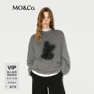 MO&Co.長袖T恤剪影做舊印花小圓領(lǐng)中性H型寬松棉質(zhì)落肩白色秋摩安珂 深花灰色 L /170