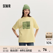 Semir[商場同款]史努比系列短袖T恤女中長款印花2024新款純棉秋裝 蛾黃31078 170/92A/XL