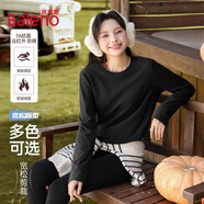 班尼路打底衫女裝外套保暖修身長(zhǎng)袖t恤圓領(lǐng)秋衣潮流時(shí)尚新款上衣服9.2 黑#純色 【親膚柔軟】 XL