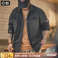 馬登工裝 山系深灰口袋襯衫美式休閑免燙抗皺寬松長(cháng)袖襯衣疊穿外套男 深灰色 L