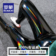 羅蒙（ROMON）加絨PU皮打底褲女高腰性感夜店鏡面炫彩緊身皮褲歐美大碼長(cháng)褲子潮 PU炫彩薄/款 均碼 (80-100斤)