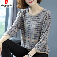 皮爾卡丹（pierre cardin）九分袖打底衫薄款毛衣女2025夏季新款寬松短款中年媽m媽針織上衣 淺咖 2XL 125斤-135斤