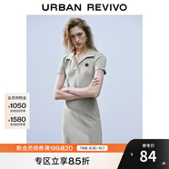 UR2025夏季新款女學(xué)院風(fēng)立體裝飾Polo領(lǐng)短袖連衣裙UYY750050 花灰 M
