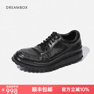 dreambox鈞博老爹鞋vibram防滑耐磨厚底增高男士高檔馬皮休閑皮鞋 黑色 42