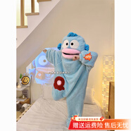 杰班漾白色丑魚(yú)連體睡衣卡通可愛(ài)搞怪珊瑚絨連體睡衣男女加絨加厚家居服 藍色-連體丑魚(yú)單睡褲 L 【建議身高165-170cm】