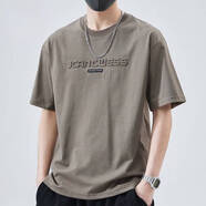 駱駝（CAMEL）短袖恤男士夏季薄款男生體恤美式潮牌寬松美式休閑上衣 淺咖色[2301款] M