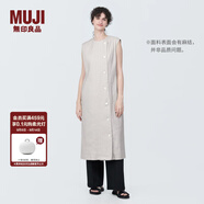 無印良品（MUJI） 女式 麻混 彈力 背心連衣裙 女裝裙子夏季背心裙  BC2IHC4S 淺灰色 XL (165/92A)
