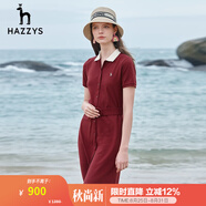 哈吉斯（HAZZYS）女裝 夏季款女士薄款收腰雅致大方Polo領(lǐng)連衣裙AQWSE03BF01 酒紅色WN L (165/88A 40)