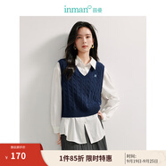 茵曼（INMAN）針織馬甲女老錢風(fēng)V領(lǐng)薄2025秋冬女裝新款學(xué)院風(fēng)內(nèi)搭毛衣上 寶藍(lán)色 M