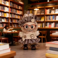 TKHE海娃娃娃+娃衣拉布包包掛飾件玩具labu絨布玩偶布公仔 小熊百褶裙皮鞋款站娃