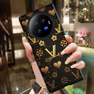 藍火線潮牌愛心vivoxfold3手機殼新款xfold3pro折疊屏手機套 vivoXFold3 L標愛心老花-不帶邊框+貼皮硬殼