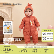 巴拉巴拉童裝嬰兒連體衣輕薄羽絨服寶寶衣服2025冬裝抱衣爬服男童女童萌趣 紅色糖葫蘆-白鴨絨 90 cm-充絨量47g