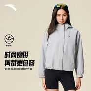 安踏防潑水外套丨女款冬季時(shí)尚通勤輕運動(dòng)絲光絨潮流廓形夾克上衣