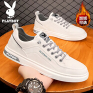花花公子（PLAYBOY）男鞋子男2025秋季休閑鞋男士潮流板鞋男時尚商務(wù)小白鞋 米色 41