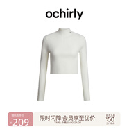 歐時(shí)力OCHIRLY 半高領(lǐng)打底衫針織毛衣女短款內搭修身高級秋季新品 米白 M