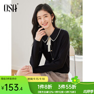 歐莎（OSA）千金小香風(fēng)減齡內搭娃娃領(lǐng)針織衫2025秋新款打底衫毛衣女上衣氣質(zhì) 黑色A 2XL