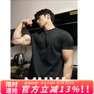 牧唯黑色正肩收袖口短袖男t恤夏季健身運(yùn)動(dòng)速干棉內(nèi)搭顯肌肉健身半袖 黑色 把性價(jià)比拉滿 5XL [建議190-210斤]
