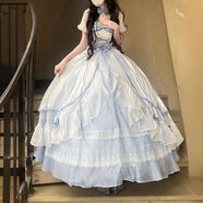 莉塔羅莎羅莉塔花嫁lolita成人禮禮服公主裙生日演唱會(huì )嗚呼大裙子飛行日記 [熱銷(xiāo)榜首]藍+脖飾+腰花+拖尾+裙 XS嗚呼[限時(shí)特惠]65-80斤 均碼