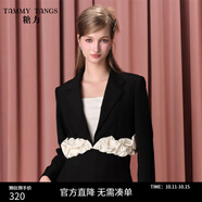 糖力【商場同款】撞色泡芙短款小西裝女秋新款設(shè)計感西服外套 杏黑拼色 常規(guī) M