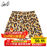 SLAMBLE夏季新款豹紋男褲運動休閑款籃球網(wǎng)眼潮流四分褲 豹紋 S