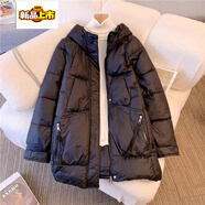 初徑冬季新款加厚保暖棉服氣質(zhì)寬松皮毛一體外套女皮草 黑色【品牌專(zhuān)柜撤柜折扣女裝高端派克服冬季】 M (90-105斤)