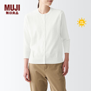 無印良品（MUJI）女式 防紫外線性能 強捻圓領開衫夏防曬衣防曬外套防曬服純棉全棉 白色 2S L