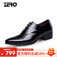 零度Zero官方男鞋商務(wù)休閑皮鞋英倫風(fēng)牛皮正裝鞋潮流大頭商務(wù)鞋婚鞋 F8998黑色 42
