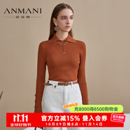 恩曼琳（ANMANI）23早秋新款polo領(lǐng)修身針織衫上衣內(nèi)搭打底衫EANDCC48 咖色 XL