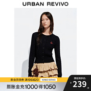 UR2025秋季新款女裝休閑絞花肌理櫻桃刺繡針織開衫UYY950116 墨藍 XS
