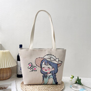 款加厚帆布包雙面印花大容量托特單肩包 鄰家女孩 37*28*10