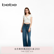 bebe夏季新款女士氣質(zhì)闊腿長款牛仔褲211004 牛仔藍 M