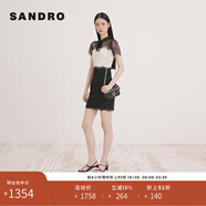 SANDRO線上限定|經(jīng)典女裝鏤空蕾絲拼接高腰修身連衣裙SFPRO00765 淡褐色（偏白）(尺碼偏小，建議拍大1碼) L