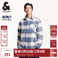 杰克·瓊斯（JACK&JONES）男裝衣服春秋毛呢外套男翻領(lǐng)羊毛短款格子大衣男士襯衫式厚外套 白帽灰A03 白帽灰A03 XS 165