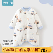 優(yōu)奇寶寶睡衣嬰兒睡袍兒童睡裙春秋款連體衣護(hù)肚防踢被純棉舒適家居服 秋冬【40g薄棉】童話世界 73