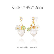 osewaya耳夾無(wú)耳洞少女可愛(ài)車(chē)厘子櫻桃草莓耳釘日系花朵耳環(huán)禮物 透明草莓