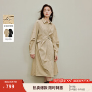 茵曼【商場(chǎng)同款】法式不規則收腰連衣裙2025秋季女裝新款通勤裙子 卡其色 S