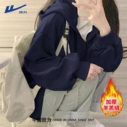 回力加絨衛(wèi)衣女2025年最新款秋冬加厚時尚高級感外套連帽開衫女士上衣