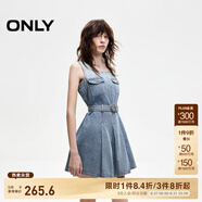 ONLY2025秋季新款無(wú)袖U領(lǐng)漸變百褶短裙牛仔裙連衣裙女|125142033 J33復古350牛仔洗水 L