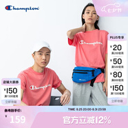Champion夏季經(jīng)典款印花草寫LOGO圓領(lǐng)休閑運(yùn)動T恤無性別冠軍短袖男女情侶 粉紅色(偏?。?L