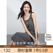 熙世界sllsky黑色針織吊帶裙2025春季內(nèi)搭背心裙子顯瘦修身無(wú)袖連衣裙 深花灰 L