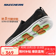 斯凱奇（Skechers）男鞋夏季新款GOWALK運動(dòng)健步鞋一腳蹬軟底緩震防滑透氣網(wǎng)面休閑鞋 BLK黑色 40 (255mm)