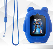 潮尚美【兒童手表掛脖吊墜】通用飛利浦W2505兒童電話(huà)手表表帶掛脖子套保護殼表鏈吊繩軟膠套 深藍保護套+掛繩(不含手表) 通用款