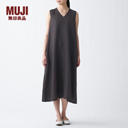 無(wú)印良品 MUJI 女式 法國(guó)亞麻水洗 無(wú)袖連衣裙 BCL07C1S 深棕色 L
