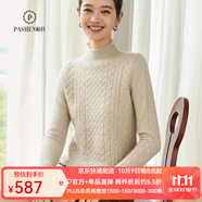 帕什【25新款新色】羊絨衫女半高領(lǐng)100山羊絨秋冬厚款針織毛衣女PS-06 米駝 L (105-120斤)