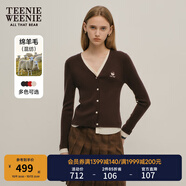 Teenie Weenie小熊女裝秋季時(shí)尚綿羊毛衣長(cháng)袖款毛針織開(kāi)衫灰色外套 棕色 S (160)
