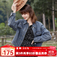 百圖betu女裝春季新款短外套簡約寬松ins潮百搭牛仔外套女2401T45 牛仔色 XS