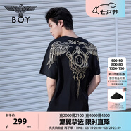 BOY LONDON【暗黑羅盤】夏情侶款短袖權(quán)杖印花炸街潮牌T恤N01906 N0103902 M