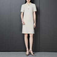 GIRDEAR/哥弟小香風(fēng)連衣裙優(yōu)雅高級POLO領(lǐng)氣質(zhì)顯瘦短裙1500297 溫柔杏 S 2